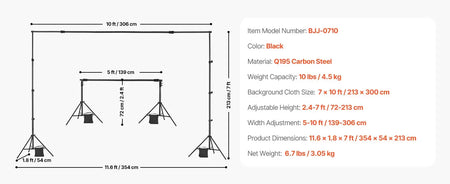 Adjustable Heavy Duty Backdrop Stand Wedding Photo Tripod Base 7x10ft / United States