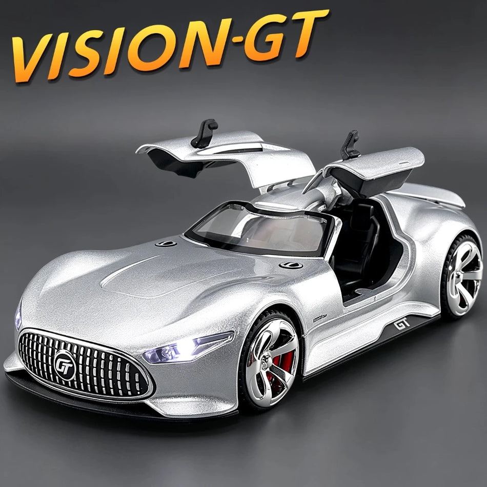 1:32 Diecast Vision GT One športni avtomobil z kovinskim telesom in nastavljivim repom