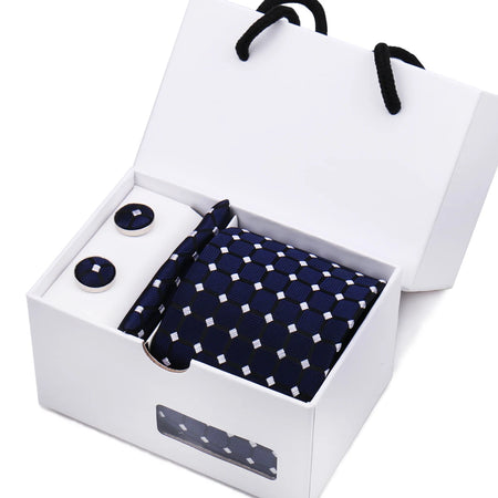 Luxury Men's Paisley Tie Set with Pocket Square &amp; Cufflinks in Gift Box W11