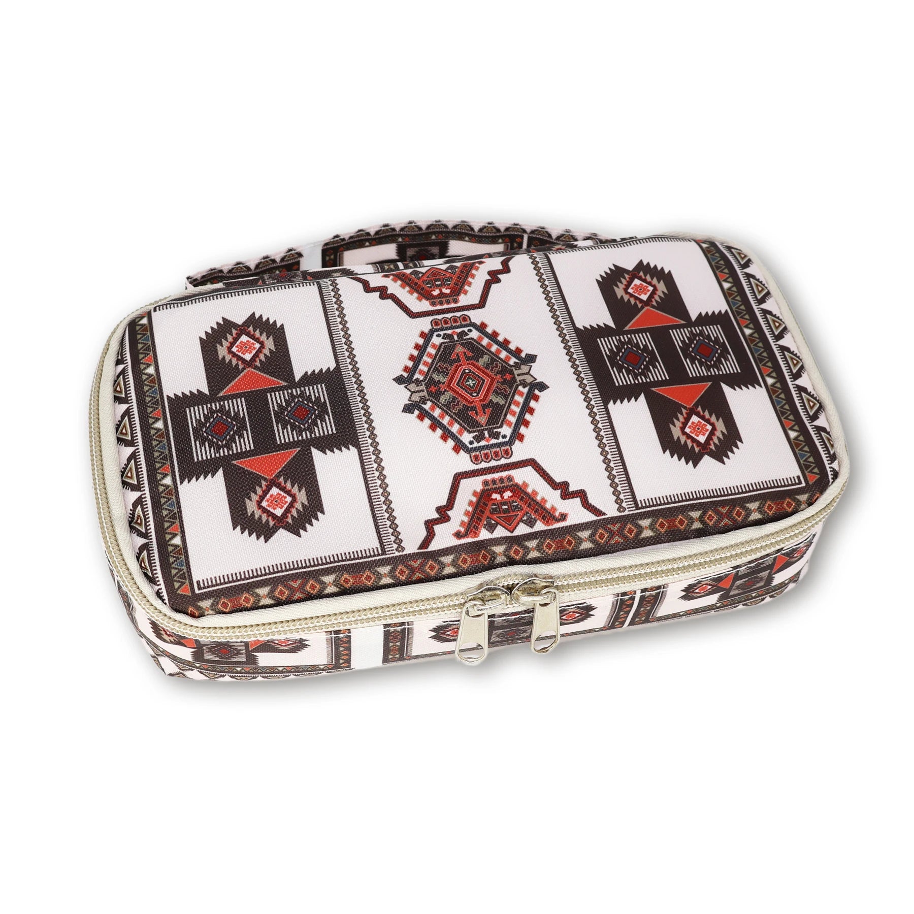 Large Portable Insulin Cooler Travel Bag &ndash; Boho Print Beige