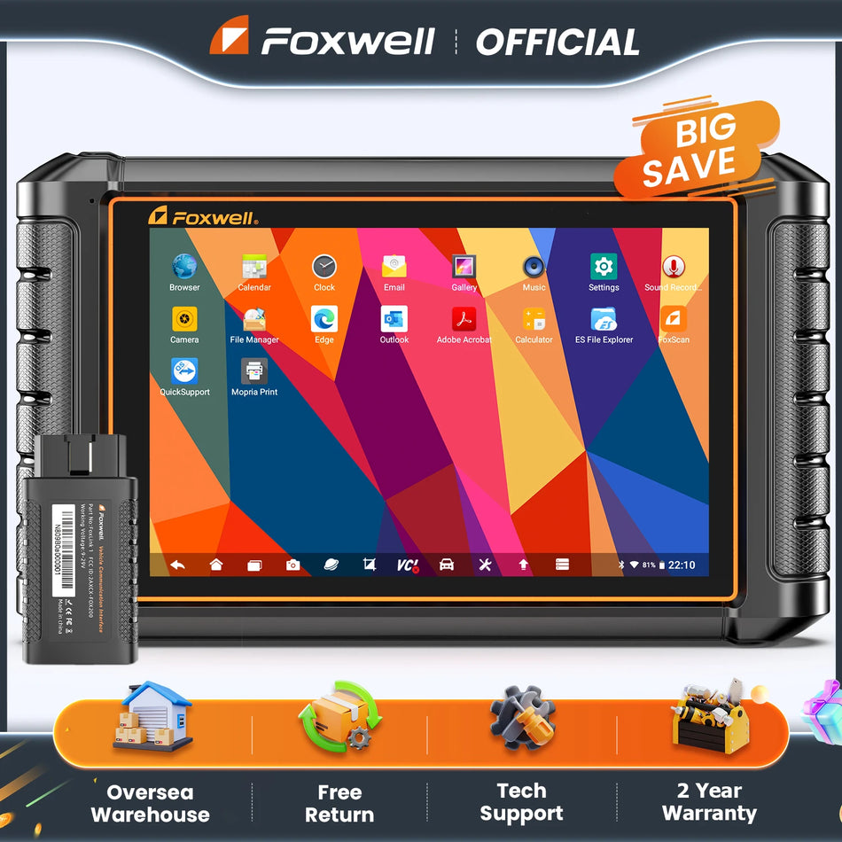 FOXWELL NT1009 Scanner Auto OBD2 da 10,1 Pollici con Codifica ECU e Funzioni Guidate Bidirezionali per Tutti i Marchi e Sistemi