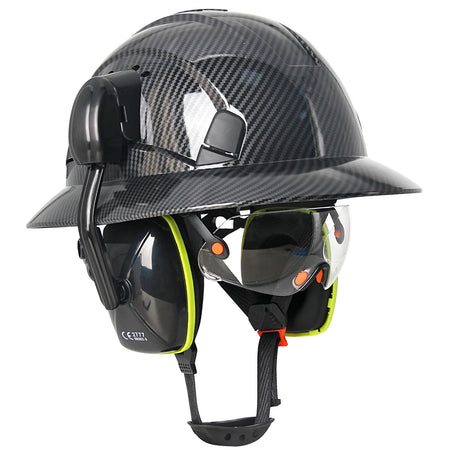 CE Full Brim Safety Helmet With Goggles &ndash; Built In Earmuffs