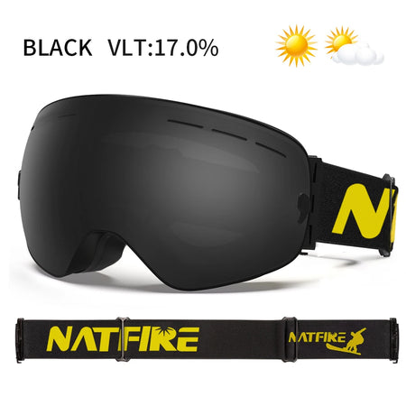 NATFIRE Snowboard Ski Goggles &ndash; UV400 Anti Fog Protection Black / CHINA