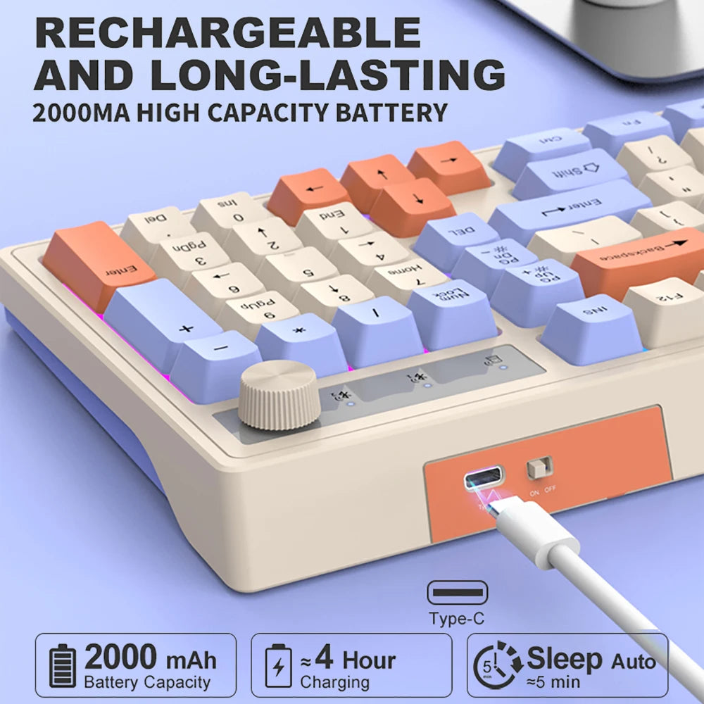 Kebidumei Dual Bluetooth Mechanical Keyboard &ndash; Dual Wireless