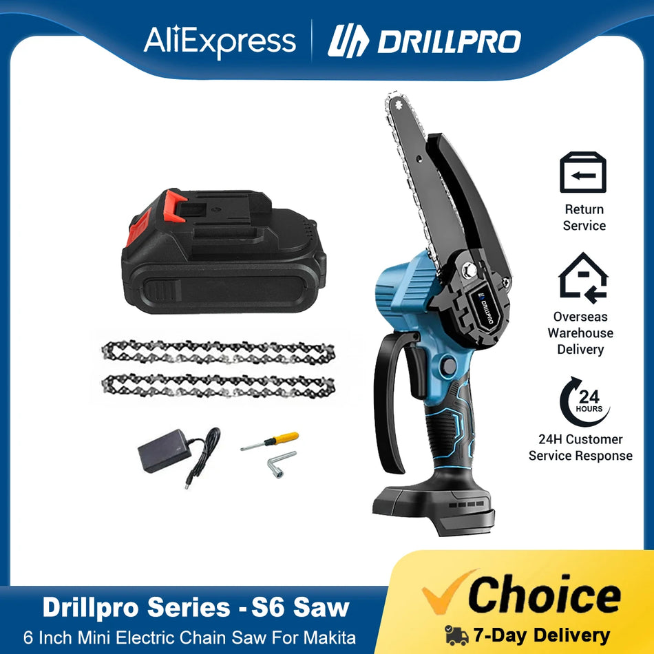 🟠 DrillPro 6 -дюймовая мини -электрическая цепь мини -цепь перезаряжается