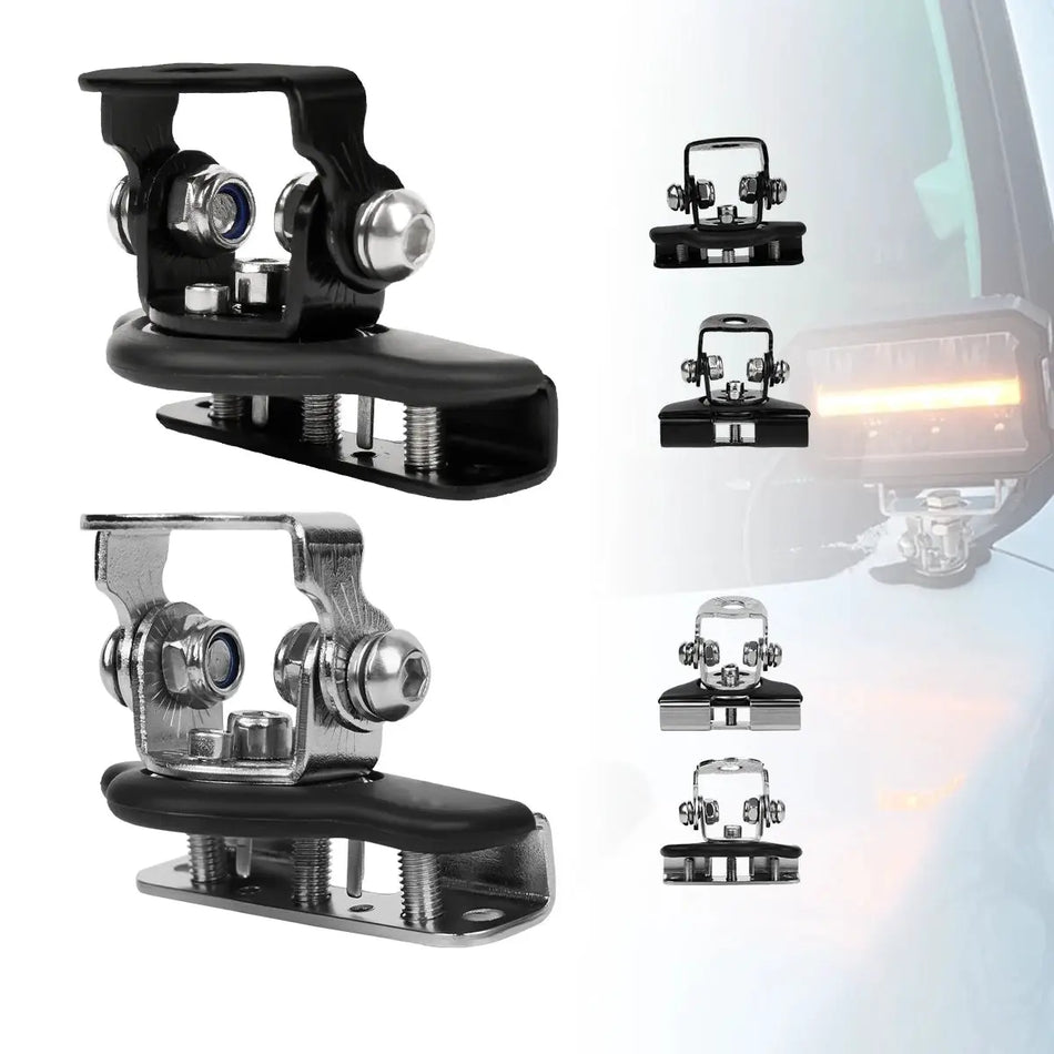 2pcs Stainless Steel Universal Car Auto A-Pillar Hood LED Work Light Bracket Holder Clamp Engine Cover Lamp Bar Mounting Clamp by InterCyprus Trading Ltd