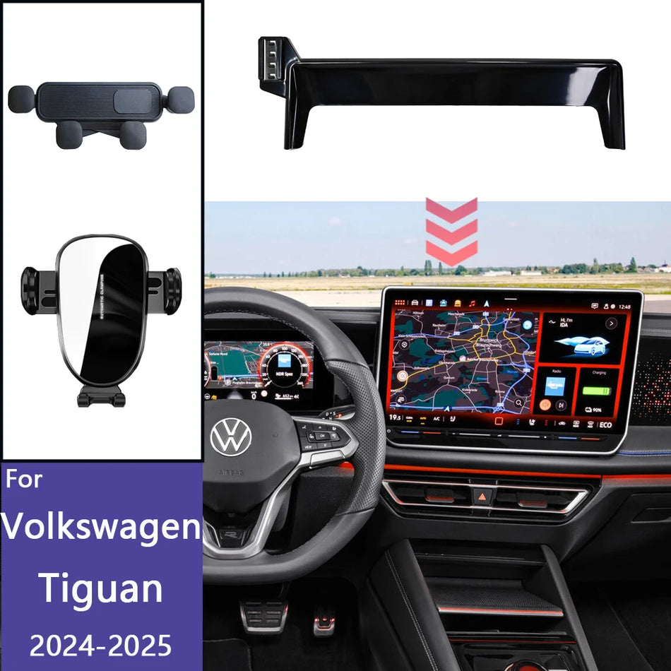 Supporto per telefono Tiguan 2024 2025 con ricarica wireless montaggio nero