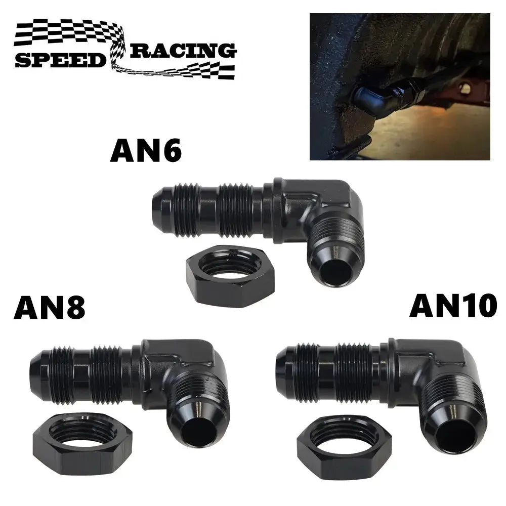 AN6 AN8 AN10 Male to Male 90 Degree Flare Union Bulkhead Fitting Adapter with Nut For Tab or Wirewall by InterCyprus Trading Ltd