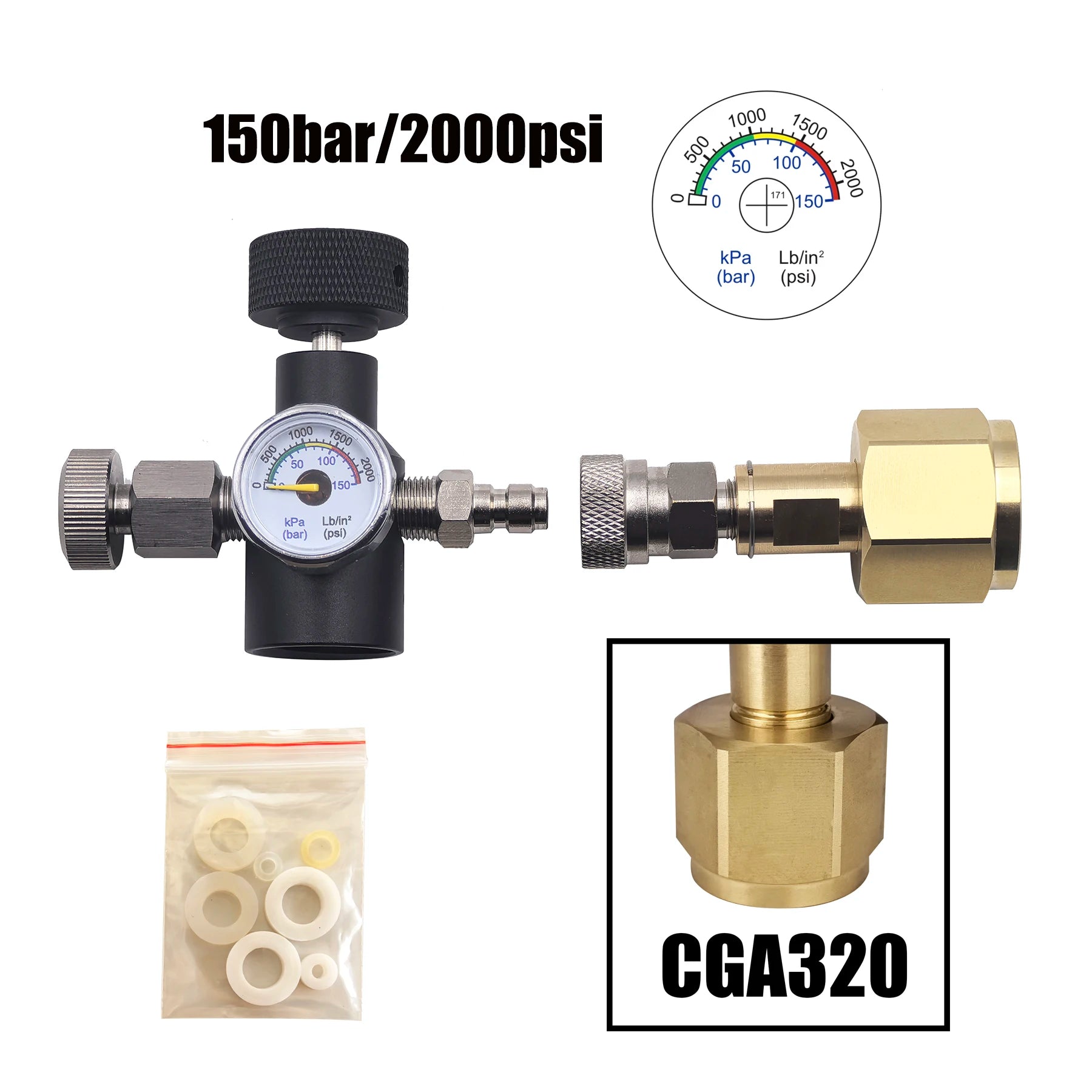 New Sparking Soda Water Maker CO2 Refill Adapter &ndash; Food Safe CGA320 2Kpsi 150bar