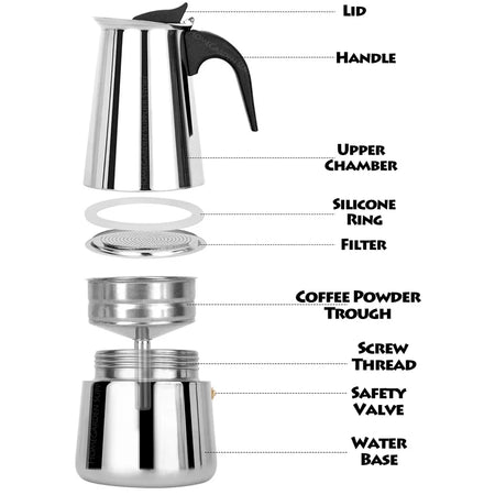 Stainless Steel Moka Pot Coffee Maker