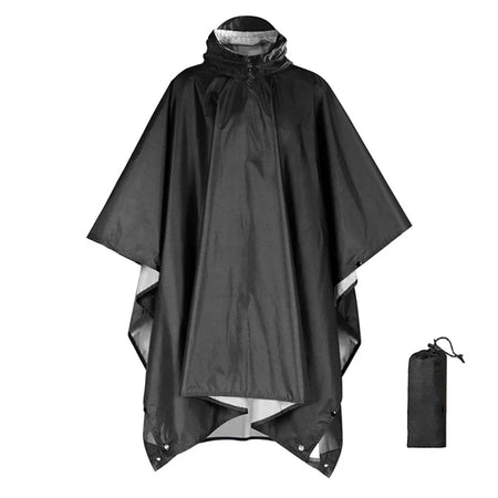 Outdoor 3 In 1 Military Raincoat Hooded Poncho &ndash; Lightweight Black Classic250810