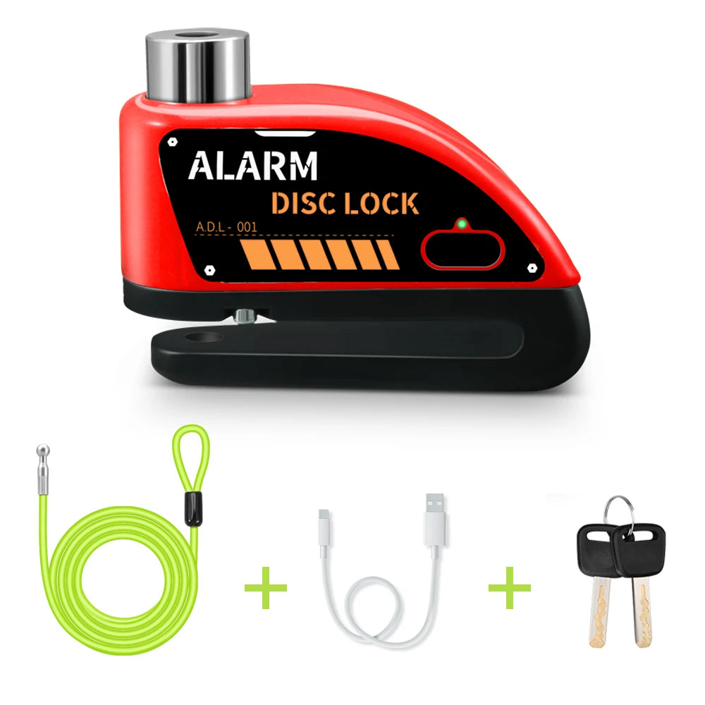 Extractme Motorcycle Alarm Disc Brake Lock &ndash; 110dB Alarm D With Rope