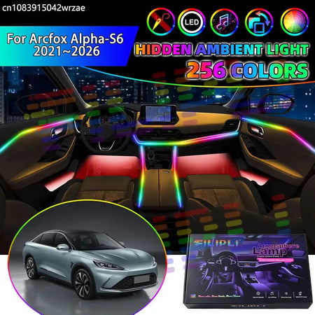 For Arcfox Alpha-S6 2021~2026 RGB Car Interior Ambient Lights Strips Breathing Lighting Kit App Control LED strips Auto Parts by InterCyprus Trading Ltd