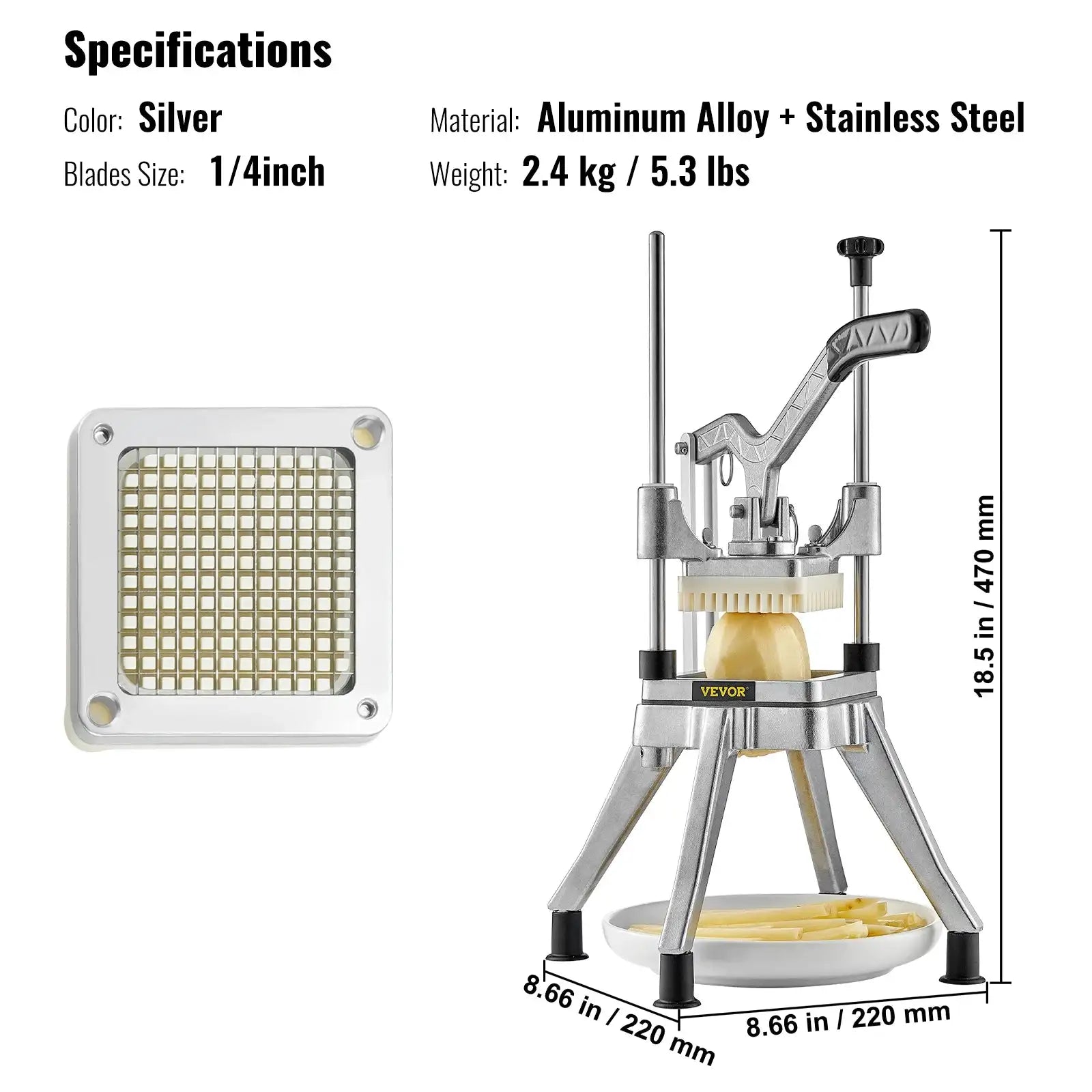 French Fry Cutter Onion Slicer Stainless Steel 14inch / france