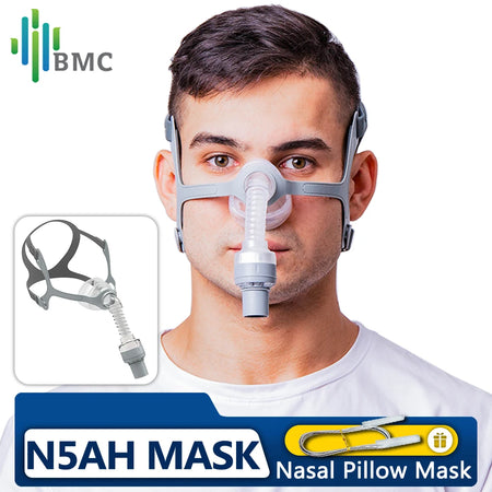 BMC N5AH Nasal Mask &ndash; Headgear Included for CPAP Travel 3 Size in 1