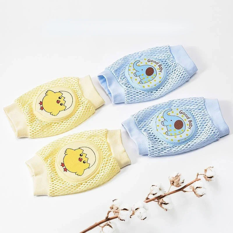 2 Pack Baby Knee Pads &ndash; Breathable Mesh Summer Protection Blue and Yellow