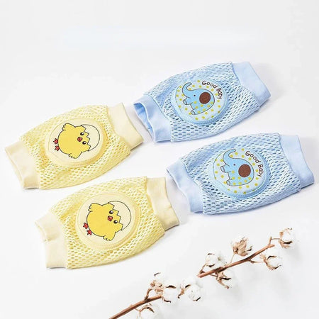 2 Pack Baby Knee Pads &ndash; Breathable Mesh Summer Protection Blue and Yellow