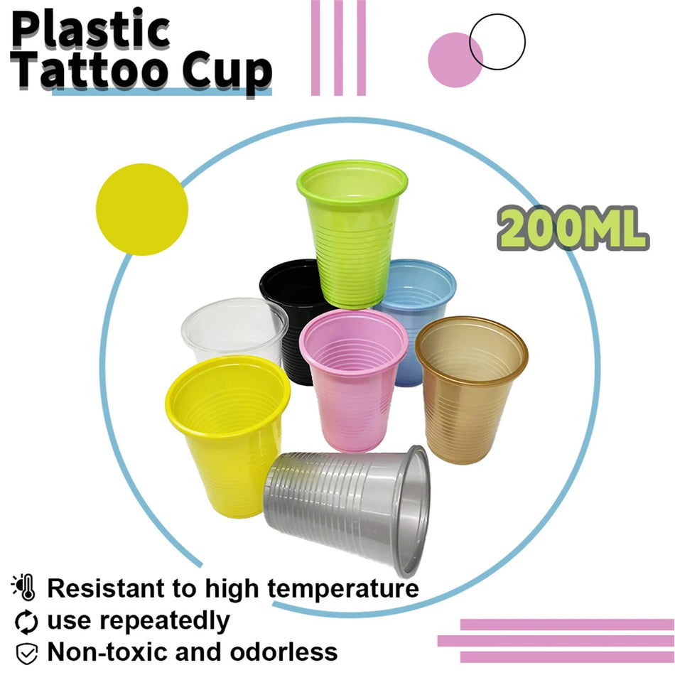 Πολύχρωπα 6.76 Oz Μιας Χρήσης Ποτήρια Για Εργασία Τατουάζ 50 Τεμάχια