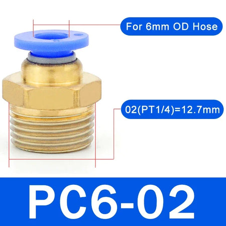 5PCS Pneumatic Quick-Connect Straight Fittings - Versatile Air Hose Connectors PC6-02 (1I4) / 5PCS