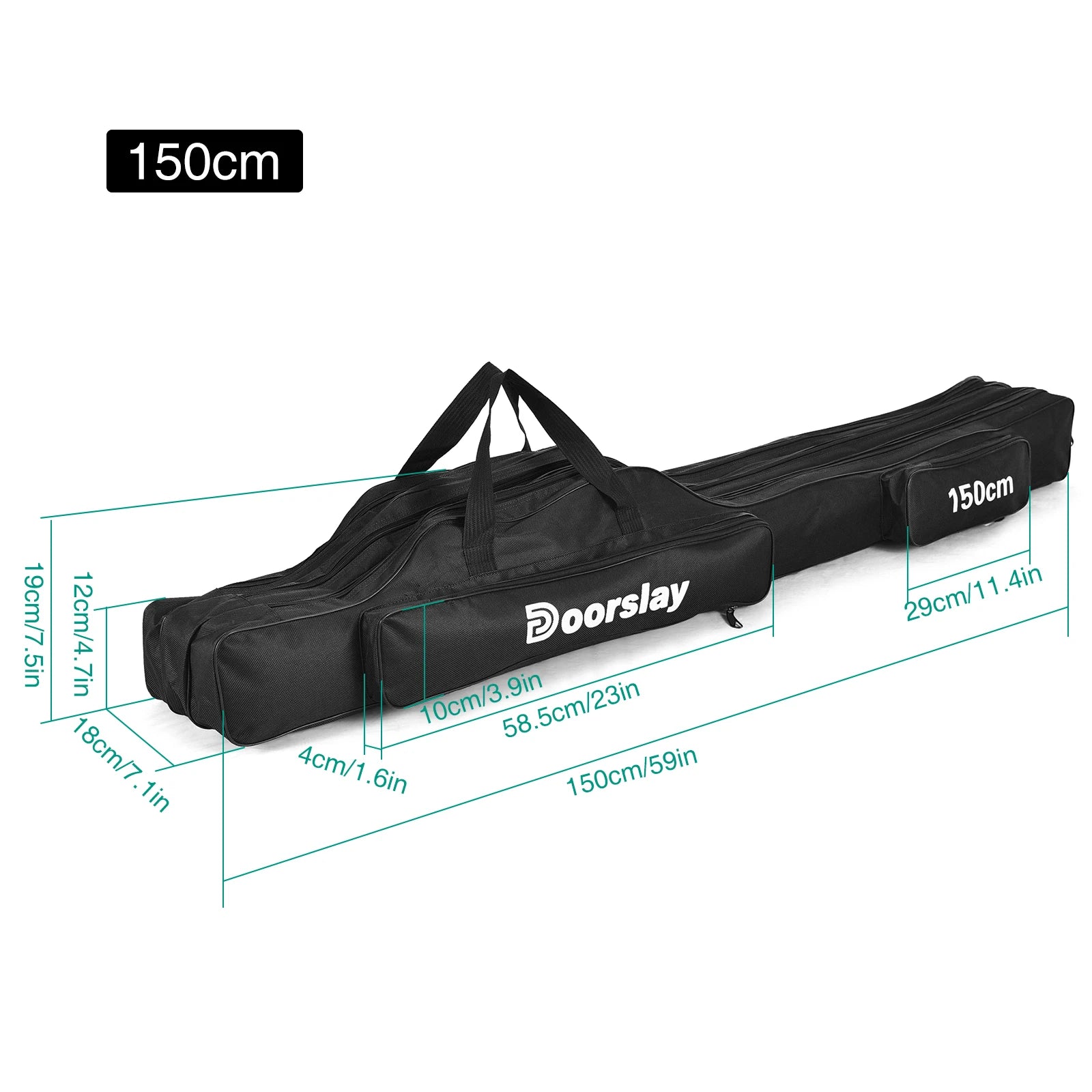 3 Layer Fishing Pole Bag &ndash; Long Lasting Oxford Fabric Black 150cm