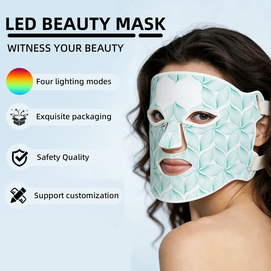 LED Light Therapy Mask Portable with 4 Color Infrared Red Light for Anti-Aging