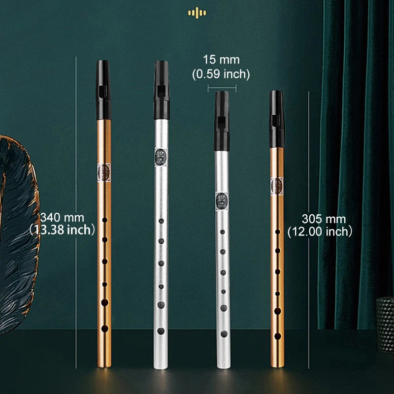 Irish Tin Penny Whistle in C and D Key, 6 Holes, Bright Clear Sound