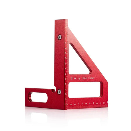 Aluminum Carpenter Square Protractor 3D Ruler 45 90 Red - inches
