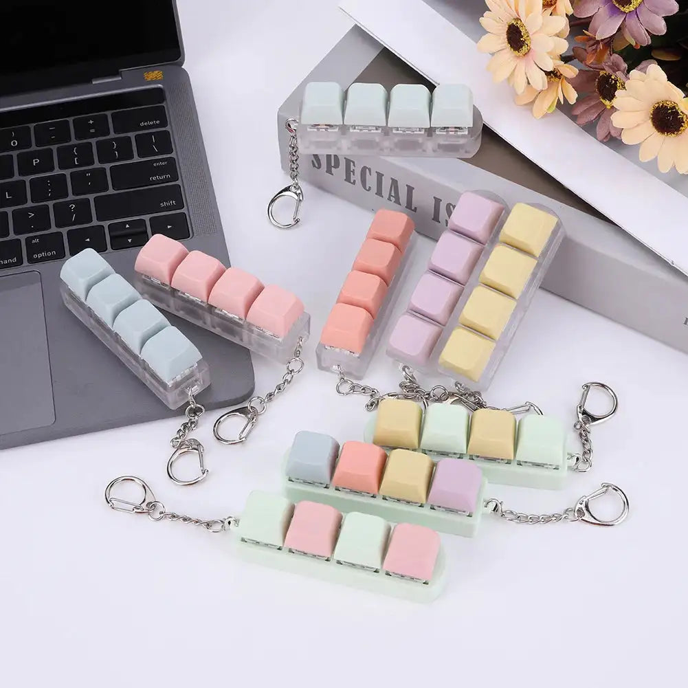 4 Key Mechanical Keyboard Cube Fidget Toy for Adults Gifts