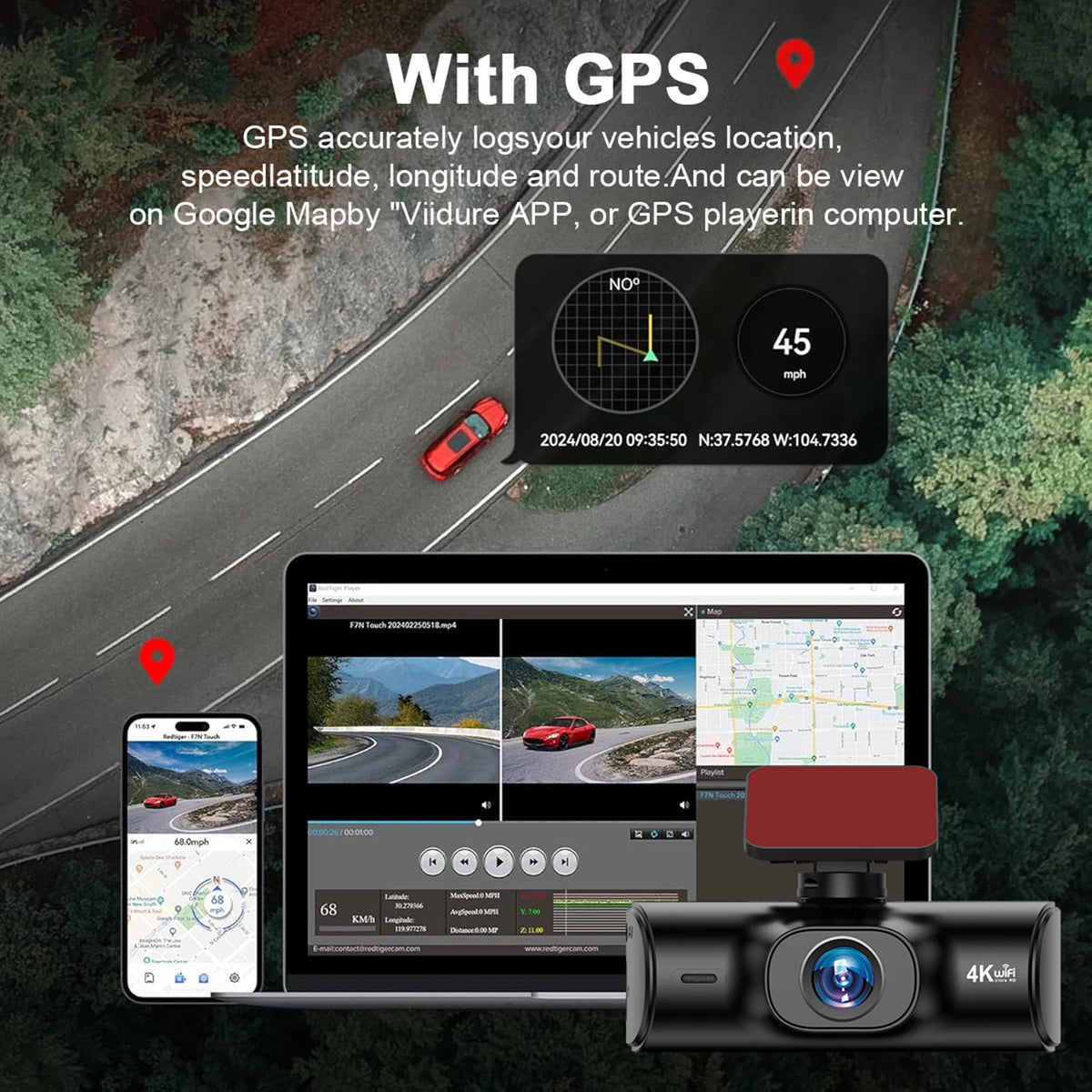 4K Dash Cam with GPS &amp; WiFi