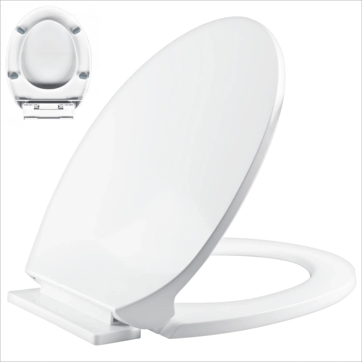 Slow Close Toilet Seat - Quiet Hinges For Smooth Closing A