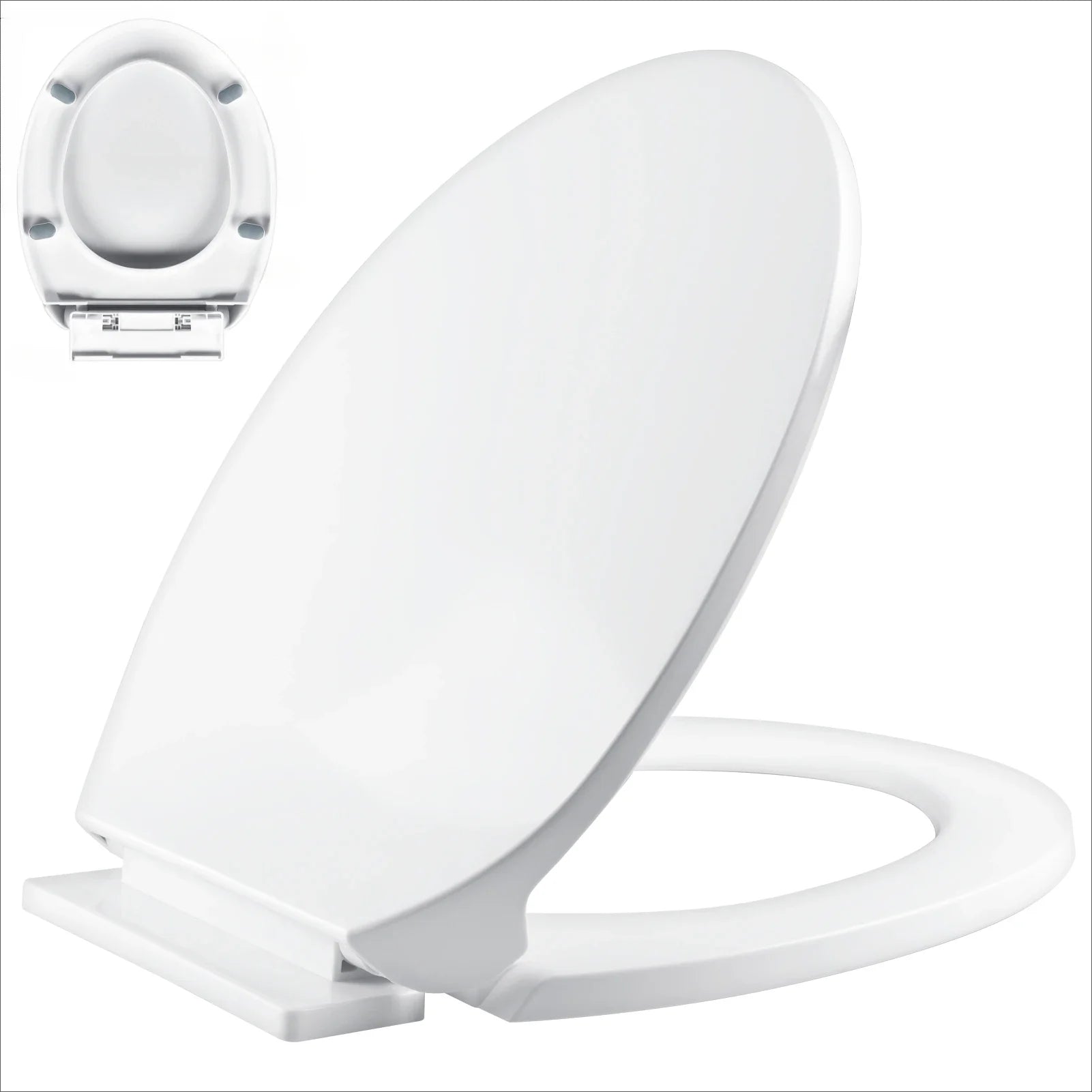 Slow Close Toilet Seat - Quiet Hinges For Smooth Closing A