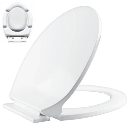 Slow Close Toilet Seat - Quiet Hinges For Smooth Closing A