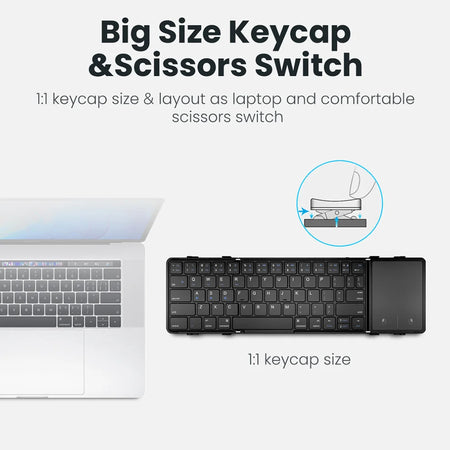 Folding Bluetooth Keyboard With Touchpad &ndash; Three Devices