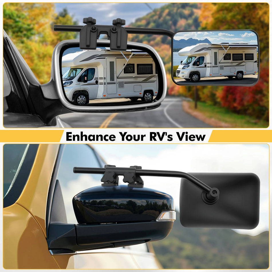 Pair Universal RV Towing Mirrors, Adjustable Side Rear View Mirrors