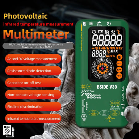 BSIDE Photovoltaic Intelligent Multimeter Digital 1500V Mining 20,000 Character Display, Infrared Temperature Measurement