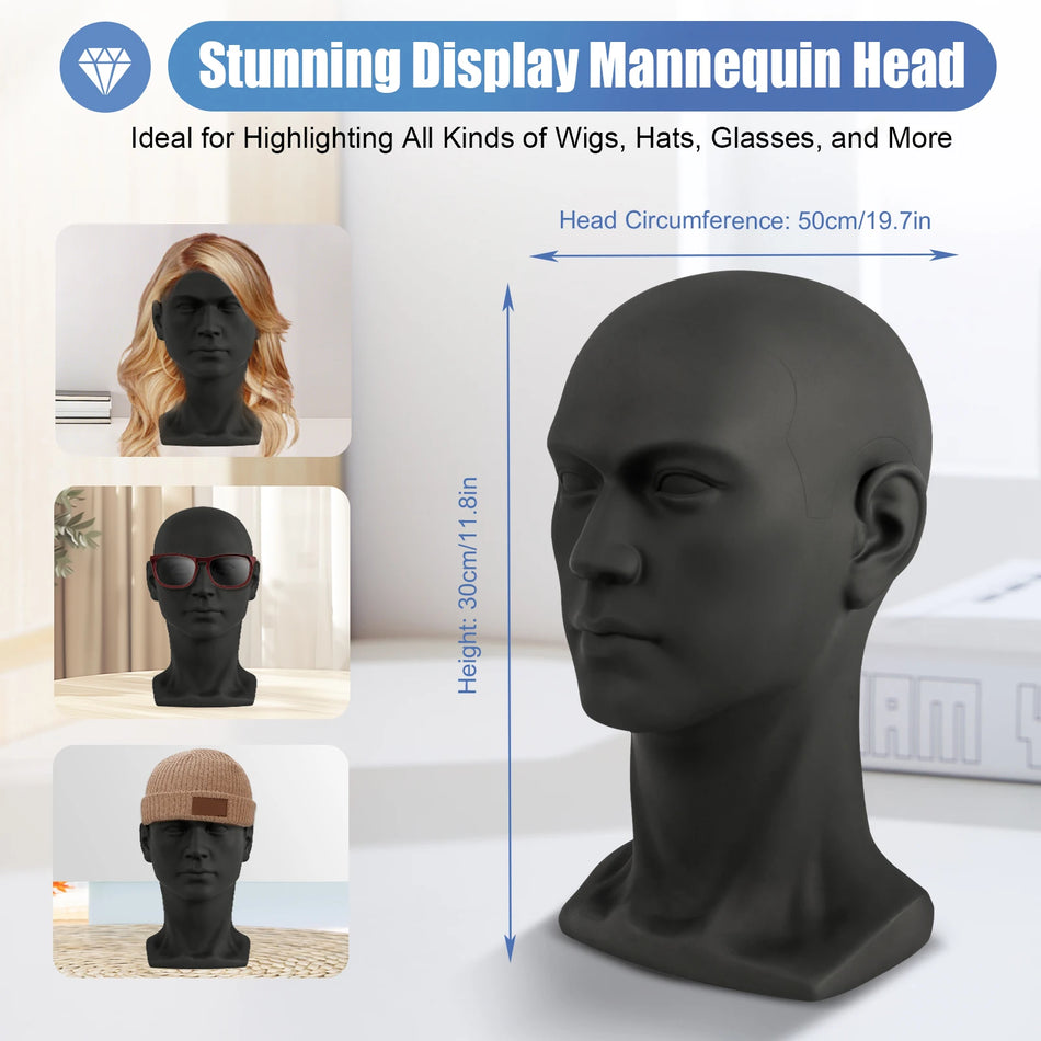 Pánská modelová hlava PVC stojan na paruky pro brýle a klobouky