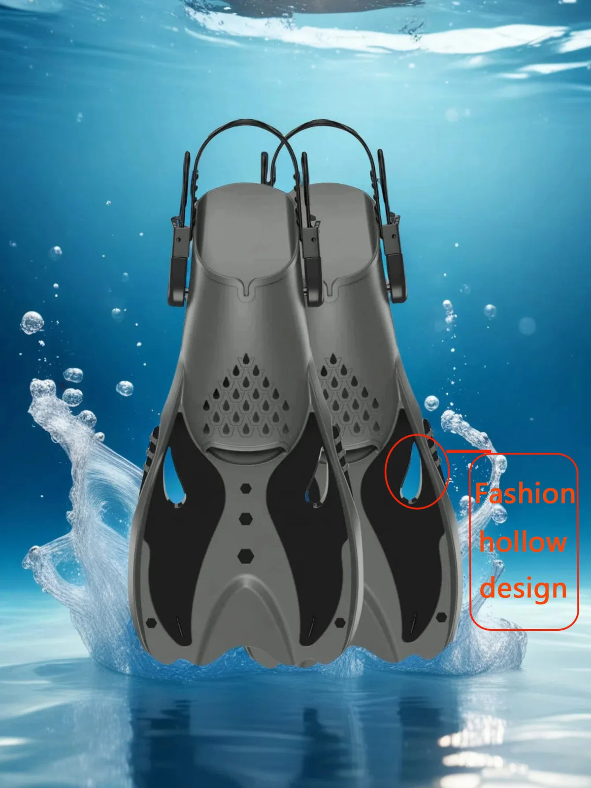 NoEnName Null 2710 &ndash; Adjustable Silicone Snorkeling Fins grey / L/XL