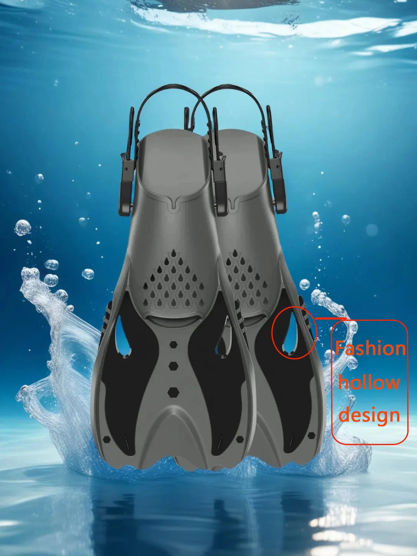 NoEnName Null 2710 &ndash; Adjustable Silicone Snorkeling Fins grey / L/XL