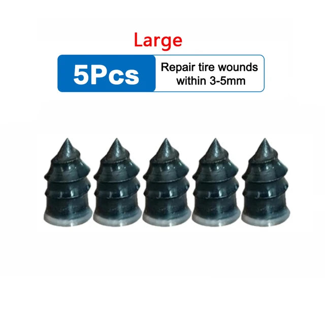 Vacuum Car Tyre Repair Rubber Nail Set - Tubeless Tire Screws Kit for Motorcycles &amp; Trucks Large 5pcs