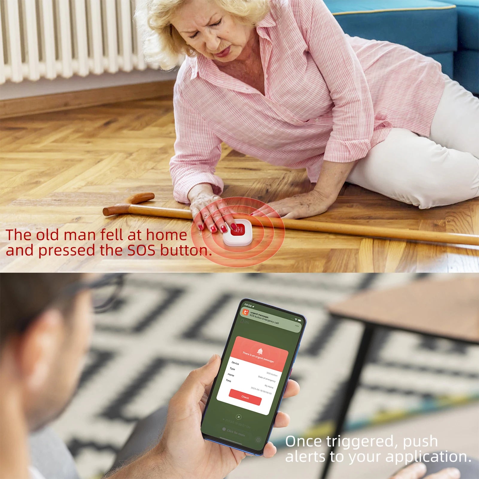 OWSOO WiFi Smart SOS Call Button for Caregivers and Emergency Alerts