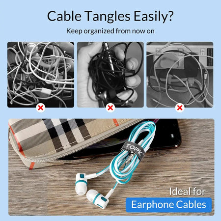TOPK Reusable Releasable Cable Ties - Nylon Loop Hoop Tape StrapsMulti-Scene Wire Management for Headphones Mouse ChargerCables by InterCyprus Trading Ltd