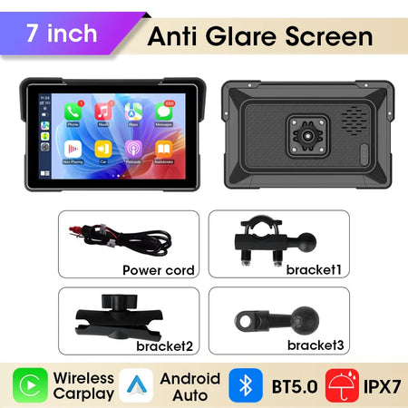 Srnubi Motorcycle Display Screen &ndash; Waterproof Digital Dashboard with Carplay and Android Auto 7 inch