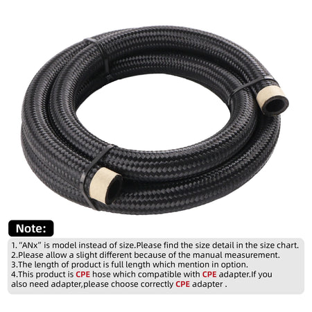Stainless Braided Fuel Hose With AN4 AN6 AN8 Fittings For 1M To 6M by InterCyprus Trading Ltd