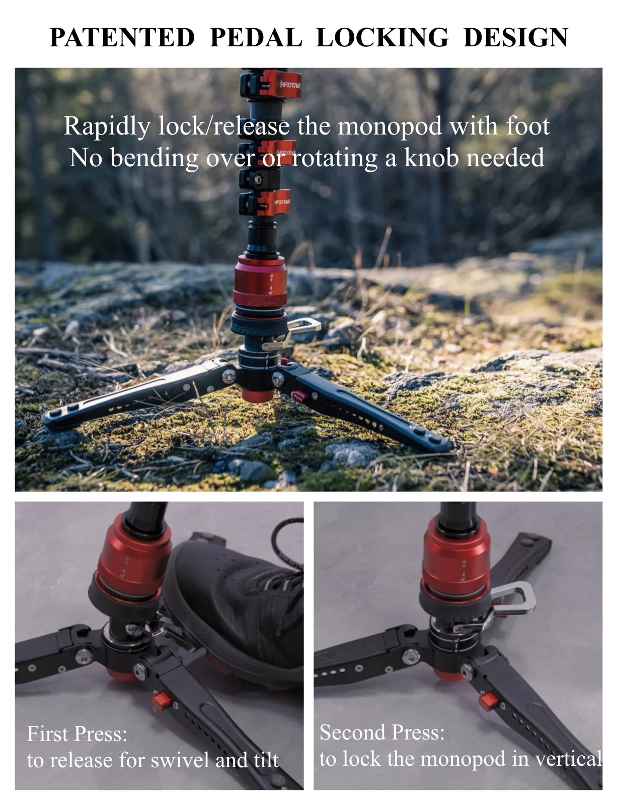 IFOOTAGE Cobra 3 C180F-P Monopod &ndash; Carbon Fiber Travel