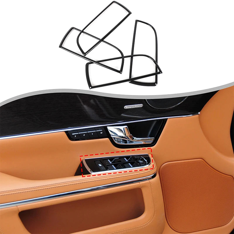 4 Peças ABS Preto Jaguar XJ 2010 2019 Autocolante de Moldura de Vidro