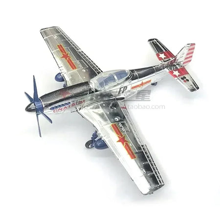 GRAPMAN 1/48 P-51D Mustang Fighter Model Kit - Glue-Free Assembly Toy Silvery 1