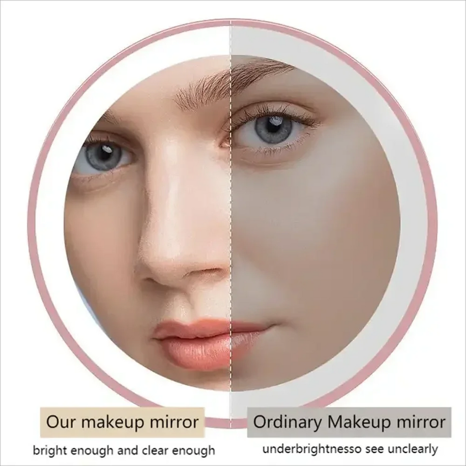 🟠 Зеркало для макияжа со светодиодным светодиодным увеличительным портативным компактным компактным зеркалом складное ручное зеркало с двусторонним аккумуляторным зеркалом