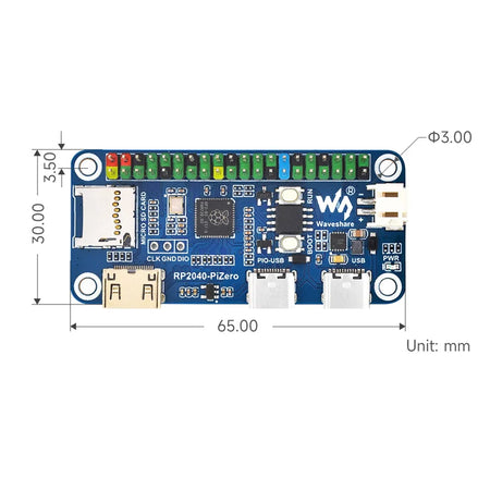 Waveshare RP2040-PiZero Development Board &ndash; 16MB Flash Memory with Type-C Port