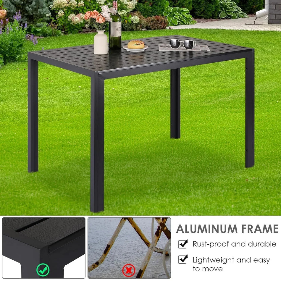 Aluminium Træ Plast WPC Havebord 110x70 Vejrbestandig