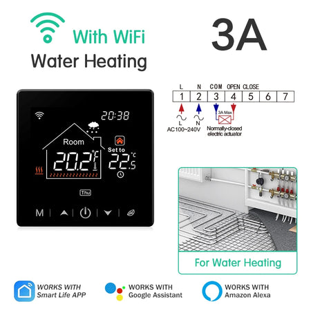 EZAIOT Floor Heating Thermostat &ndash; Tuya WiFi Alexa Ready 3A Water 1
